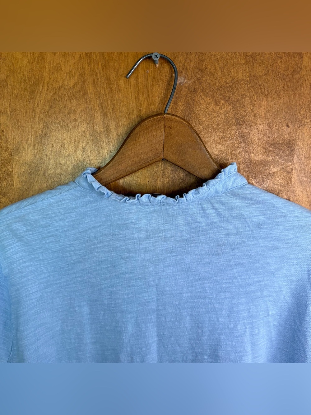 Boden Light Blue High Neck Ruffle Collar Long Sleeve Top Button Down Office Work - Picture 5 of 9